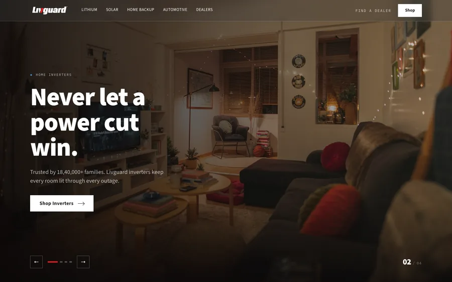 Slide 02 — Home Inverters composed at desktop width