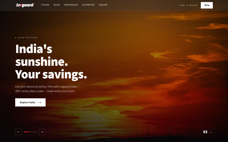 Slide 03 — Solar Solutions composed at desktop width
